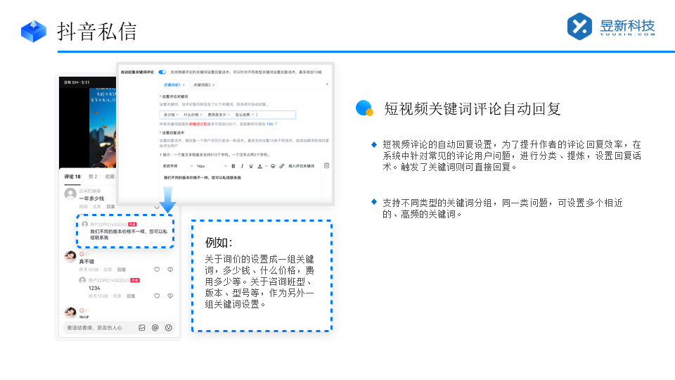 抖音客服如何設(shè)置自動(dòng)私信回復(fù)_昱新索電機(jī)器人打造智能客服新體驗(yàn) 抖音客服系統(tǒng) 私信自動(dòng)回復(fù)機(jī)器人 第2張